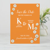 Daisy Floral Simple Orange White Save The Date (Stehend Vorderseite)