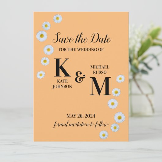 Daisy Floral Simple Save The Date (Stehend Vorderseite)