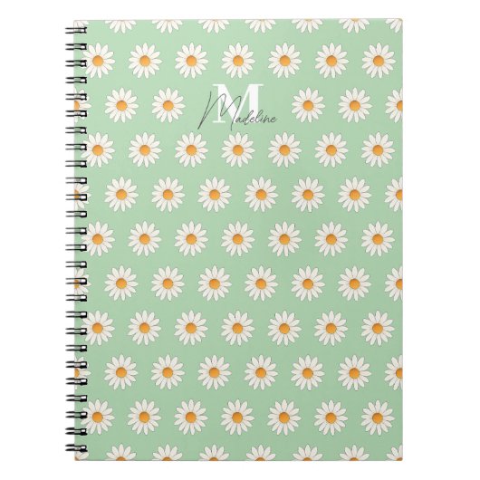 Daisy Floral Spiral Notebook - Personalisierter Na Notizblock (Vorderseite)