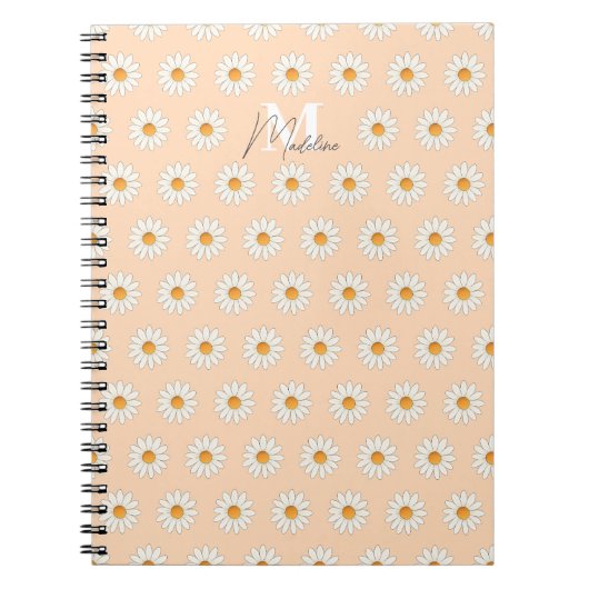 Daisy Floral Spiral Notebook - Personalisierter Na Notizblock (Vorderseite)