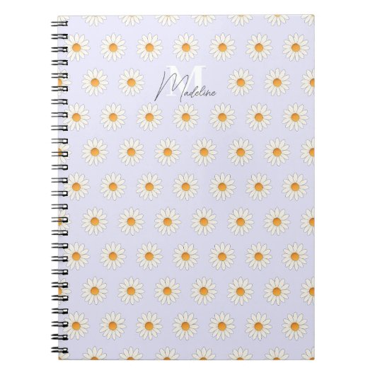 Daisy Floral Spiral Notebook - Personalisierter Na Notizblock (Vorderseite)