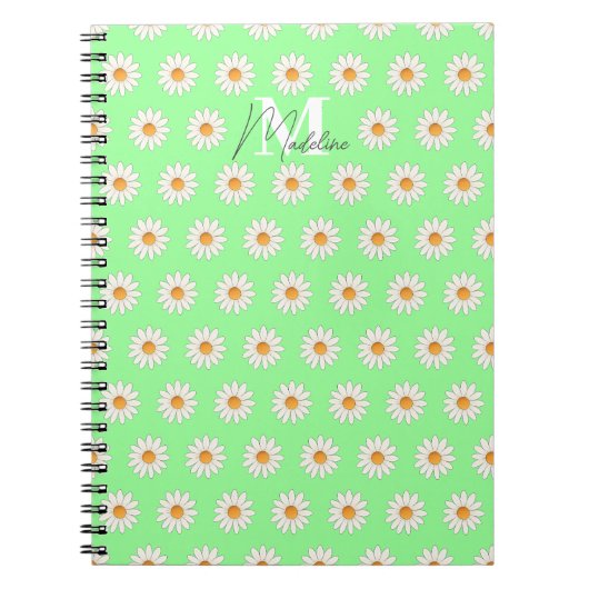 Daisy Floral Spiral Notebook - Personalisierter Na Notizblock (Vorderseite)