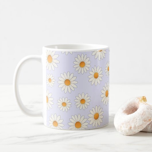 Daisy Floral Tasse - Fröhliche Blume Muster Kaffee (Mit Donut)