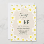 Daisy Floral Taupe 1. Geburtstag Einladung (Vorderseite)
