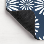 Daisy Floral Tile Muster Blau Weiß Mousepad (Ecke)
