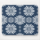 Daisy Floral Tile Muster Blau Weiß Mousepad (Vorne)