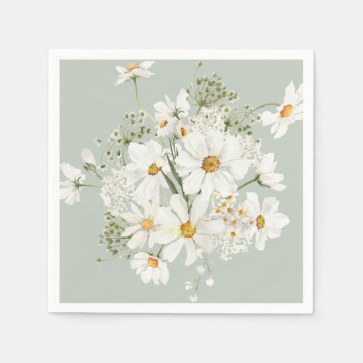 Daisy Floral Watercolor Serviette (Vorderseite)