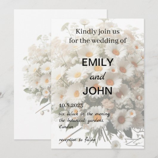 Daisy Floral Wedding Einladung (Vorne/Hinten)