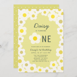 Daisy Floral Yellow 1. Geburtstag Einladung