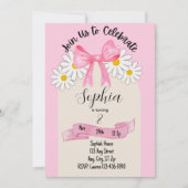 Daisy Flower and Bow Birthday Invitation Einladung (Vorderseite)