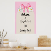 Daisy Flower and Bow Birthday Welcome Poster (Küche)