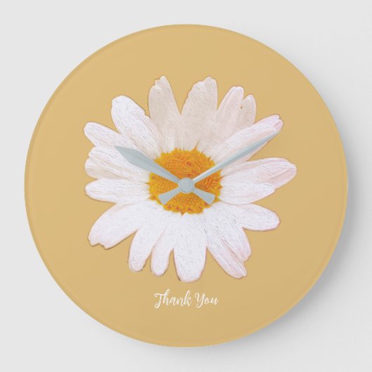 Daisy Flower Dream – Summer Botanical Thank You Große Wanduhr (Vorderseite)