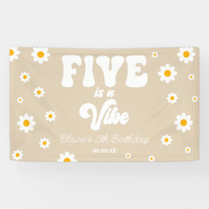 Daisy Flower Five Is A Vibe 5. Geburtstagsfeier Banner