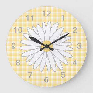 Daisy Flower in Yellow and White. Große Wanduhr