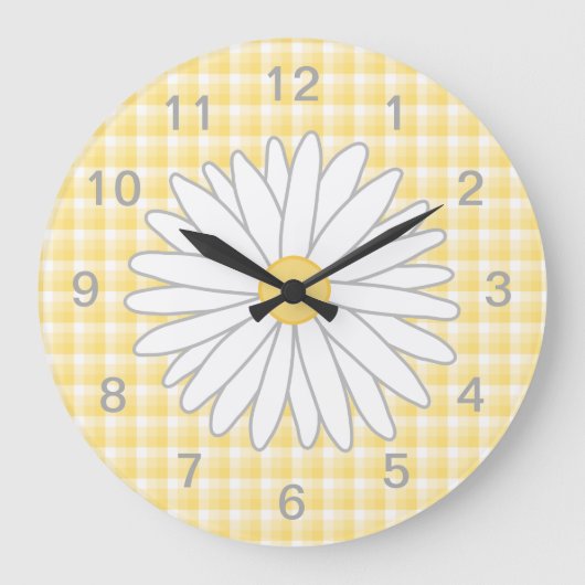 Daisy Flower in Yellow and White. Große Wanduhr (Vorderseite)