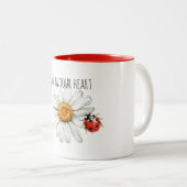 Daisy Flower Ladybug Zweifarbige Tasse (VorderseiteRechts)