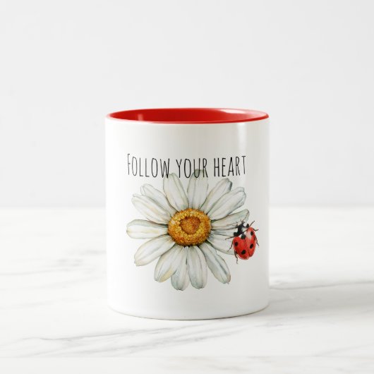 Daisy Flower Ladybug Zweifarbige Tasse (Mittel)