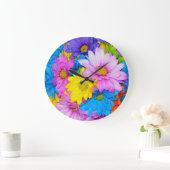 Daisy Flower Mix Clock Große Wanduhr (Zuhause)