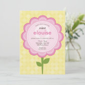 DAISY FLOWER modern vintage pretty birthday yellow Einladung (Stehend Vorderseite)