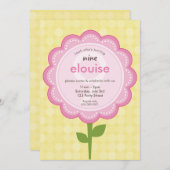 DAISY FLOWER modern vintage pretty birthday yellow Einladung (Vorne/Hinten)