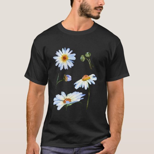 Daisy Flower Motif For Botanical Sketch Floral T-Shirt (Vorderseite)