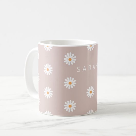 Daisy Flower Mug, Daisy Flower Mug, Custom Daisy Kaffeetasse (Vorderseite Links)
