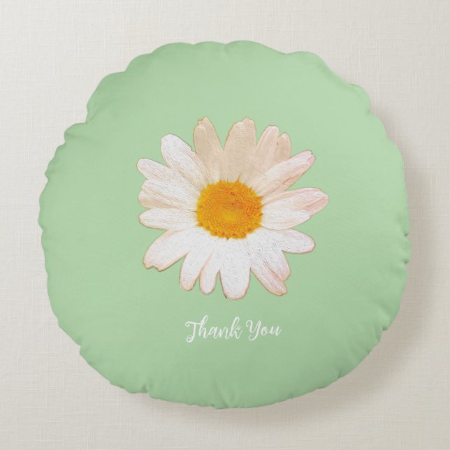 Daisy Flower Mug – Summer Botanical Cozy Rundes Kissen (Vorderseite)