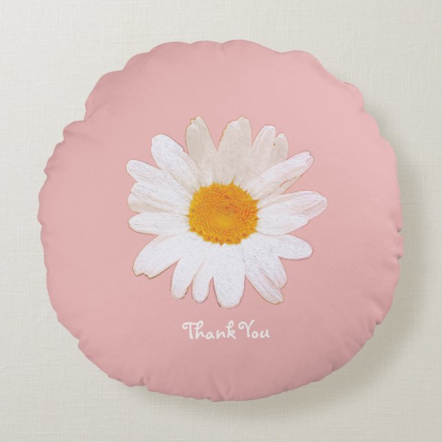 Daisy Flower Mug – Summer Botanical Cozy Rundes Kissen (Vorderseite)