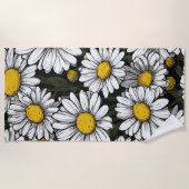 Daisy Flower Pattern Botanical Illustration Strandtuch (Vorderseite)