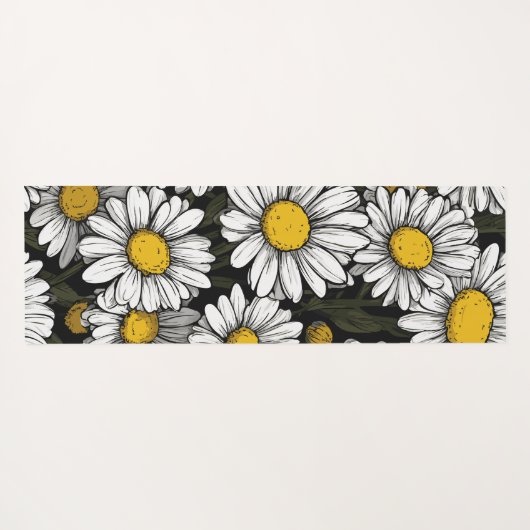Daisy Flower Pattern Botanical Illustration Yogamatte (Rückseite (Horizontal))