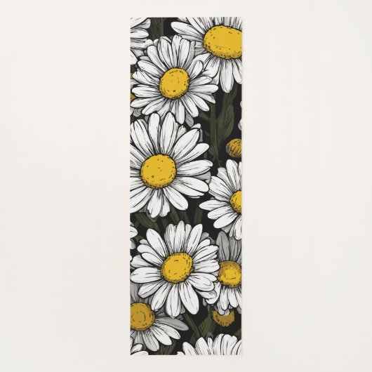 Daisy Flower Pattern Botanical Illustration Yogamatte (Rückseite)