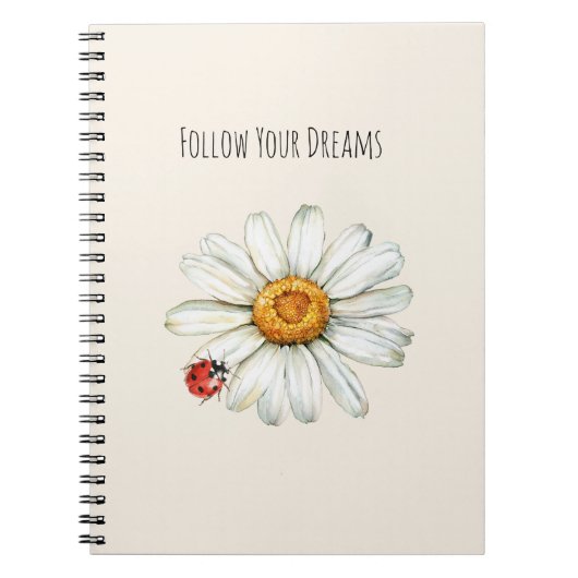 Daisy Flower Red Black Ladybug Notizblock (Vorderseite)