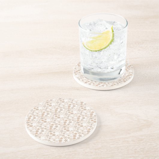 Daisy Flowers Beige Floral Aesthetic Ditsy Tan Getränkeuntersetzer (Seite)