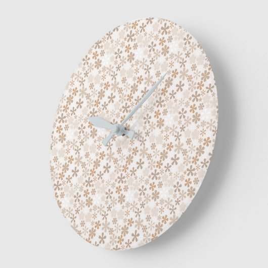 Daisy Flowers Beige Floral Aesthetic Ditsy Tan Große Wanduhr (Winkel)