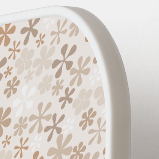 Daisy Flowers Beige Floral Aesthetic Ditsy Tan Pickleball Schläger (Linke Seite)