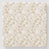 Daisy Flowers Beige Floral Aesthetic Ditsy Tan Steinuntersetzer (Vorderseite)