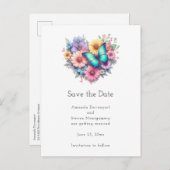 Daisy Flowers with a Beautiful Butterfly Ankündigungspostkarte (Vorne/Hinten)