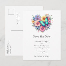 Daisy Flowers with a Beautiful Butterfly Ankündigungspostkarte