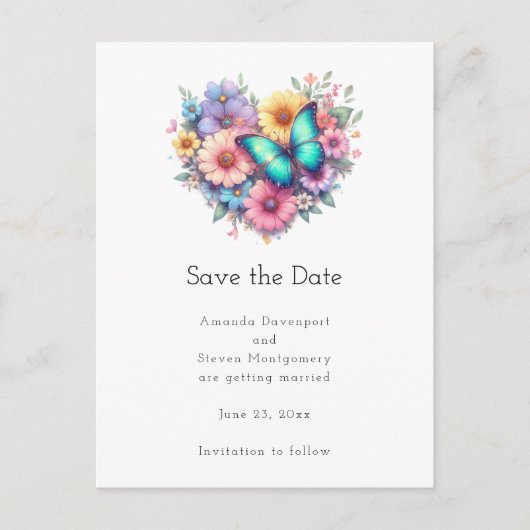 Daisy Flowers with a Beautiful Butterfly Ankündigungspostkarte (Vorderseite)