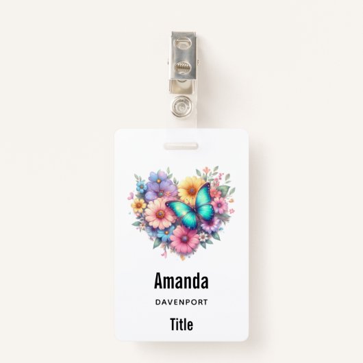 Daisy Flowers with a Beautiful Butterfly Ausweis (Vorderseite mit Klammer)