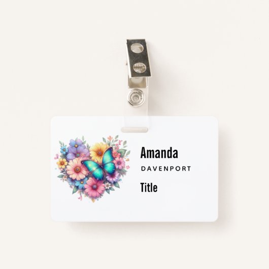 Daisy Flowers with a Beautiful Butterfly Ausweis (Vorderseite mit Klammer)