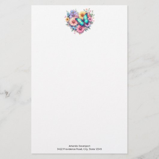 Daisy Flowers with a Beautiful Butterfly Briefpapier (Vorderseite)