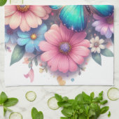 Daisy Flowers with a Beautiful Butterfly Geschirrtuch (Gefaltet)