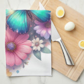 Daisy Flowers with a Beautiful Butterfly Geschirrtuch (Viertel Falte)