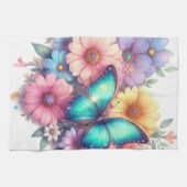 Daisy Flowers with a Beautiful Butterfly Geschirrtuch (Horizontal)