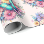 Daisy Flowers with a Beautiful Butterfly Pattern Geschenkpapier (Rolleneckpunkt)