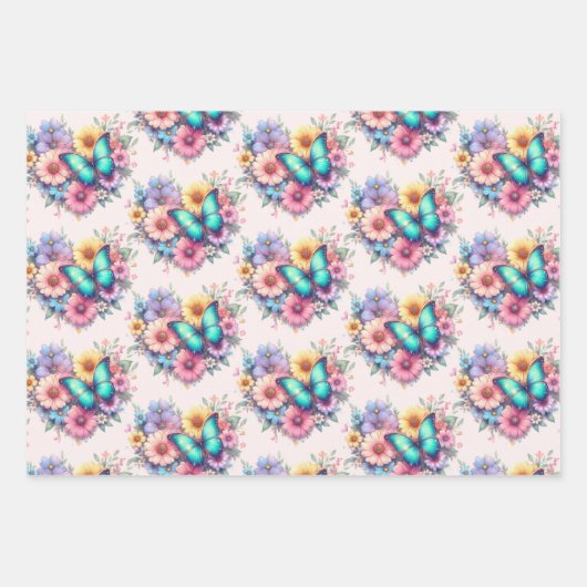 Daisy Flowers with a Beautiful Butterfly Pattern Geschenkpapier Set (Vorderseite 3)
