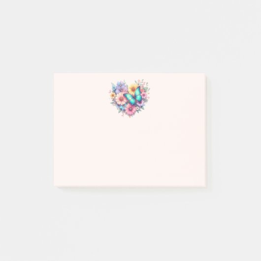 Daisy Flowers with a Beautiful Butterfly Post-it Klebezettel (Vorderseite)