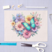 Daisy Flowers with a Beautiful Butterfly Seidenpapier (Handwerk)