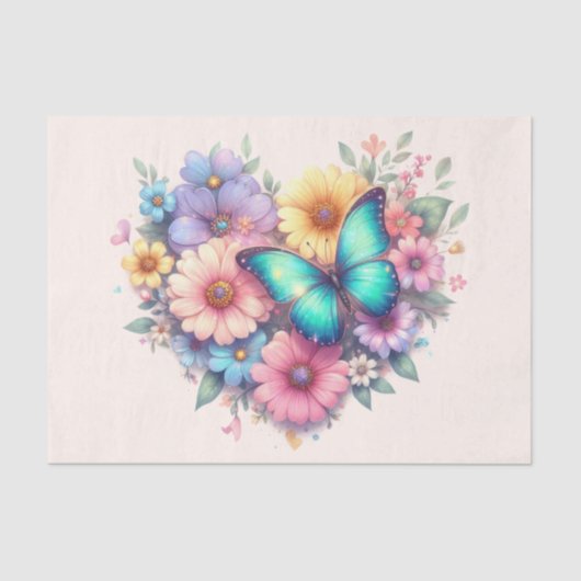 Daisy Flowers with a Beautiful Butterfly Seidenpapier (Vorderseite)